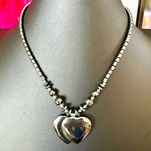 Hematite Double Heart Necklace